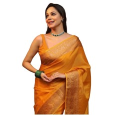 SIRIL Women's Kanjivaram Silk Saree Pure Silk with Blouse